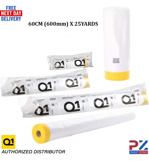 Q1 Masking Tape Drop Film 60cm (600mm) Painting Cover Sheet Pull Down Roll Smart Repair 25yds